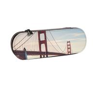 Dwrepo Trousse à crayons en cuir avec fermeture éclair Golden Gate Bridge - Jolie trousse à crayons pour homme et femme - Trousse de maquillage de voyage, pochette pour pièces de monnaie pour le