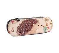 Dwrepo Trousse à crayons en cuir avec fermeture éclair - Joli hérisson - Jolie trousse à crayons pour homme et femme - Trousse de maquillage de voyage pour le travail, le bureau, noir, taille unique