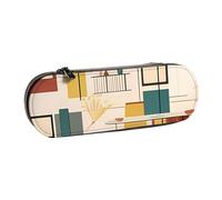 Dwrepo Trousse à crayons en cuir avec fermeture éclair moderne du milieu du siècle - Jolie trousse à crayons pour homme et femme - Trousse de maquillage de voyage pour le travail, le bureau, noir