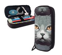 Dwrepo Trousse à crayons en cuir avec fermeture éclair - Motif chats - Jolie trousse de maquillage pour homme et femme - Noir - Taille unique - L, Noir , Taille unique, Taille L