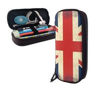 Dwrepo Trousse à crayons en cuir avec fermeture éclair - Motif drapeau britannique - Jolie trousse de maquillage pour homme et femme - Noir - Taille unique - L, Noir , Taille unique, Taille L