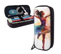 Dwrepo Trousse à crayons en cuir avec fermeture éclair pour femme - Trousse à crayons mignonne pour homme et femme - Noir - Taille unique - L, Noir , Taille unique, Taille L
