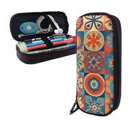 Dwrepo Trousse à crayons en cuir avec fermeture éclair - Style rétro - Motif floral - Jolie trousse de maquillage pour homme et femme - Noir - Taille unique - L, Noir , Taille unique, Taille L