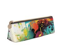 Dwrepo Trousse à crayons en cuir avec fermeture éclair sur le thème de la musique abstraite - Jolie trousse à crayons pour homme et femme - Trousse de maquillage de voyage - Pochette pour pièces de