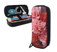 Dwrepo Trousse à crayons en cuir avec fermeture éclair - Trousse à crayons florale mignonne pour homme et femme - Noir - Taille unique - L, Noir , Taille unique, Taille L