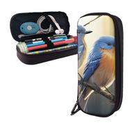 Dwrepo Trousse à crayons en cuir avec fermeture éclair - Trousse à crayons mignonne pour homme et femme - Noir - Taille unique - L, Noir , Taille unique, Taille L