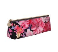 Dwrepo Trousse à crayons en cuir pour homme et femme avec fermeture éclair - Belle trousse à crayons à fleurs - Petite trousse de maquillage pour pièces de monnaie - Pour le travail et le bureau