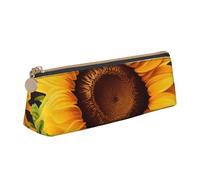 Dwrepo Trousse à crayons en cuir pour homme et femme avec fermeture éclair - Belle trousse à crayons avec motif tournesol - Petite trousse de maquillage pour pièces de monnaie pour le travail et le