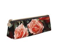 Dwrepo Trousse à crayons en cuir pour homme et femme avec fermeture éclair - Belle trousse à crayons rose - Petite trousse de maquillage - Pochette pour pièces de monnaie - Pour le travail et le