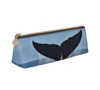 Dwrepo Trousse à crayons en cuir pour homme et femme avec fermeture éclair - Queue de baleine - Petite trousse de maquillage pour pièces de monnaie - Pour le travail et le bureau