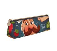 Dwrepo Trousse à crayons en cuir pour homme et femme avec fermeture éclair, trousse à crayons portable pour chef, pizza, petite trousse de maquillage, pochette pour pièces de monnaie, pour le travail,