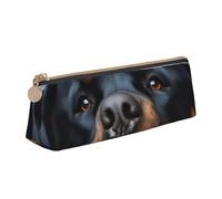 Dwrepo Trousse à crayons en cuir pour homme et femme avec fermeture éclair - Trousse portable avec tête de langue Rottweiler - Petite trousse de maquillage pour pièces de monnaie - Blanc - Taille