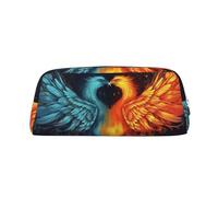 Dwrepo Trousse à crayons Phoenix Fire and Water Portable en cuir Trousse de maquillage de voyage grande capacité pour femme, Argent, One Size, Imprimé