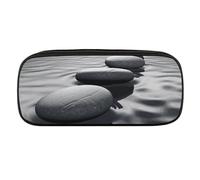 Dwrepo Trousse à crayons portable avec motif pierres zen grises - Grande capacité - Cadeau de bureau pour adultes - Image de pierres zen grises - Taille unique, Tableau Zen Pierres Gris, Taille