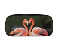 Dwrepo Trousse à crayons portable de grande capacité avec inscription « Kiss in The Lake » - Pour adultes - Cadeau de bureau - Flamants roses s'embrassant dans le lac - Taille unique, Flamants roses