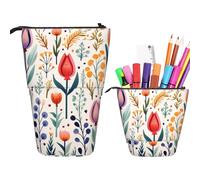 Dwrepo Trousse à crayons télescopique avec ampoules colorées sur pied, jolie trousse de papeterie, porte-crayons télescopique, trousse de maquillage pour bureau, cadeau de vacances, Représentation