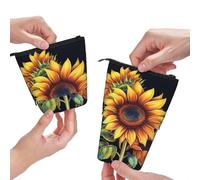 Dwrepo Trousse à crayons télescopique de grande capacité avec imprimé tournesol d'été pour homme et femme, noir, taille unique, Noir , Taille unique