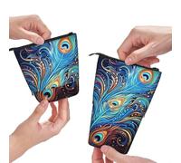 Dwrepo Trousse à crayons télescopique de grande capacité avec motif plume de paon pour homme et femme, noir, taille unique, Noir , Taille unique