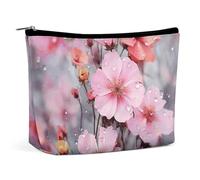 Dwrepo Trousse de maquillage de voyage de grande capacité en cuir synthétique pour femme, belle trousse de toilette à motif floral, organiseur de maquillage portable, blanc, taille unique, blanc,