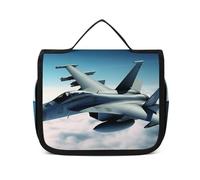 Dwrepo Trousse de toilette à suspendre pour femmes et hommes, trousse de maquillage portable et étanche, trousse de toilette de voyage, 22,5 x 18,5 cm, trousse de toilette suspendue, avion de chasse,