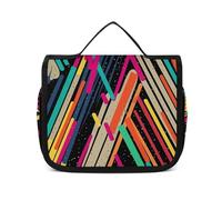 Dwrepo Trousse de toilette à suspendre pour femmes et hommes, trousse de maquillage portable et étanche, trousse de toilette de voyage à rayures, abstrait coloré, 22,5 x 18,5 cm, trousse de toilette à