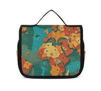 Dwrepo Trousse de toilette à suspendre pour homme et femme - Portable et étanche - Carte du monde rouillée - Carte du monde rouillée - 22,5 x 18,5 cm - Trousse de toilette à suspendre - Carte du monde
