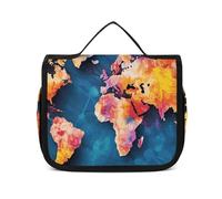 Dwrepo Trousse de toilette à suspendre pour homme et femme - Portable - Étanche - Carte du monde abstraite - 22,5 x 18,5 cm - Trousse de toilette à suspendre - Carte du monde abstraite, Carte du monde