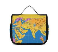 Dwrepo Trousse de toilette à suspendre pour homme et femme - Portable - Étanche - Carte géographique du monde - 22,5 x 18,5 cm - Trousse de toilette à suspendre - Carte géographique du monde, Carte