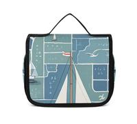 Dwrepo Trousse de toilette à suspendre pour homme et femme - Portable - Étanche - Organiseur de voyage - Carte de voilier nautique - 22,5 x 18,5 cm - Trousse de toilette à suspendre, Carte de voilier