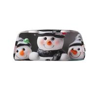 Dwrepo Trousse de toilette en cuir avec motif bonhomme de neige mignon et portable, grande capacité pour femme, Argent, One Size, Imprimé