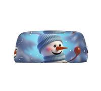 Dwrepo Trousse de toilette en cuir avec motif bonhomme de neige mignon et portable, grande capacité pour femme, Argent, One Size, Imprimé