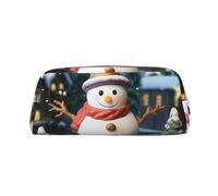 Dwrepo Trousse de toilette portable en cuir avec bonhomme de neige de Noël - Grande capacité - Pour femme, Or, One Size, Imprimé
