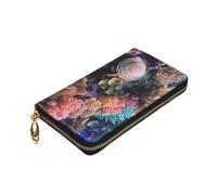 Dwrepo Underwater World Portefeuille en cuir avec fermeture éclair pour femme Motif corail Grande capacité Porte-cartes pour homme Noir Taille unique Noir Taille unique, Noir , Taille unique