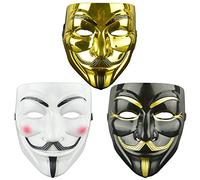 DWTECH Lot de 3 masques V For Vendetta - Masque Guw Fawkes pour adultes et enfants, Semaine mondiale du livre et kit d'Halloween