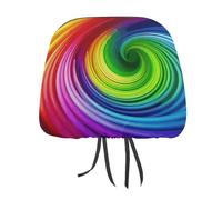 DWTJKMS 1 housse d'appui-tête de voiture en spirale arc-en-ciel réglable, réutilisable, accessoire d'intérieur de voiture, mignon vintage, housse de protection pour la plupart des voitures