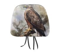DWTJKMS 1 housse d'appui-tête de voiture motif Hawk assis dans l'arbre - Réglable et réutilisable - Accessoires d'intérieur de voiture - Jolie housse de protection vintage pour la plupart des voitures