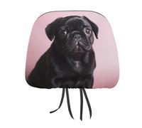 DWTJKMS 1 housse de protection pour appuie-tête de siège de voiture mignon carlin noir, réglable et réutilisable, accessoires d'intérieur de voiture, housse de protection pour appuie-tête de voiture