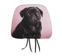 DWTJKMS 1 housse de protection pour appuie-tête de siège de voiture mignon carlin noir, réglable et réutilisable, accessoires d'intérieur de voiture, housse de protection pour appuie-tête de voiture