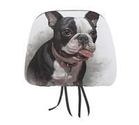 DWTJKMS 1 housse de protection réglable et réutilisable pour appuie-tête de voiture Boston Terrier - Accessoires d'intérieur de voiture - Style vintage - Pour la plupart des voitures