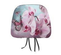 DWTJKMS 1 housse de protection réglable et réutilisable pour appuie-tête de voiture - Motif orchidée et papillon - Pour la plupart des voitures