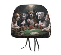 DWTJKMS 1 housse réglable et réutilisable pour appuie-tête de voiture avec chiens jouant au poker