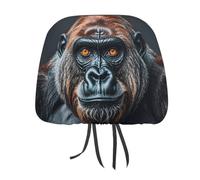 DWTJKMS A Gorilla Lot de 2 housses réglables et réutilisables pour appuie-tête de voiture - Accessoires d'intérieur de voiture - Jolies housses de protection vintage pour la plupart des voitures