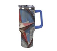 DWTJKMS American Wastern Texas Star Gobelet en acier inoxydable de 1200 ml étanche - Tasse de voiture avec poignée et paille - Tasse isotherme à double paroi sous vide réutilisable pour garder au