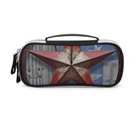 DWTJKMS American Wastern Texas Star Trousse de maquillage portable en cuir étanche Petit organisateur de produits de toilette Pinceaux crayons et accessoires de maquillage de voyage