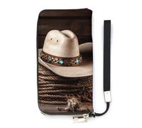 DWTJKMS American West Rodeo Hat Portefeuille long mince en cuir PU pour homme femme portefeuille minimaliste avec fentes pour cartes, blanc, 20 x 10,5 cm, blanc, 20x10.5cm