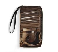 DWTJKMS American West Rodeo Long portefeuille fin en cuir PU pour homme femme portefeuille minimaliste avec fentes pour cartes, blanc, 19,7 x 10,5 cm, blanc, 19.7x10.5cm