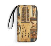 DWTJKMS Ancient Egypt Tribe Series Portefeuille long fin en cuir PU pour homme femme portefeuille minimaliste avec emplacements pour cartes, blanc, 19,7 x 10,5 cm, blanc, 19.7x10.5cm