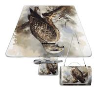 DWTJKMS Aquarelle de Hawk Tapis de pique-nique assis, pliable et imperméable avec sac fourre-tout, grand tapis de pique-nique en plein air, 147,3 x 147,3 cm, couverture de camping pour plage, parc