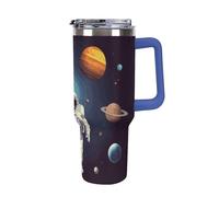 DWTJKMS Astronaut Solar System Planets Gobelet en acier inoxydable étanche de grande capacité avec poignée et paille - Tasse isotherme à double paroi réutilisable pour garder au froid ou au chaud
