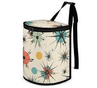 DWTJKMS Atomic Poubelle de voiture à motif étoiles rétro avec couvercle - Grande capacité à suspendre - Étanche - Étanche - Accessoires d'intérieur